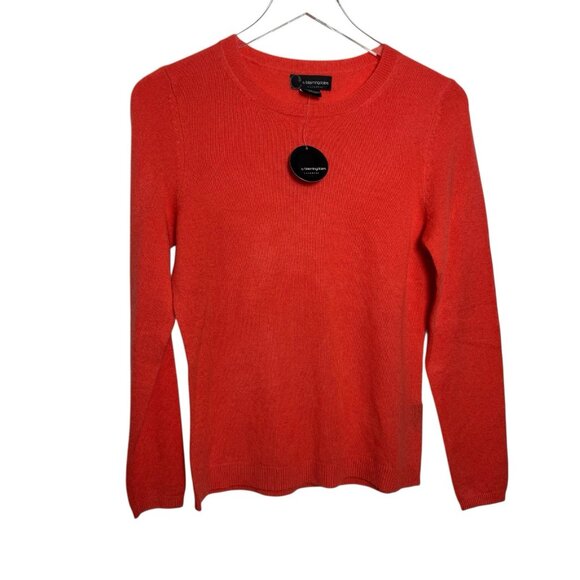 C by Bloomingdale's 100% Cashmere Crew neck Sweater Women's Medium coral orange - Picture 1 of 7